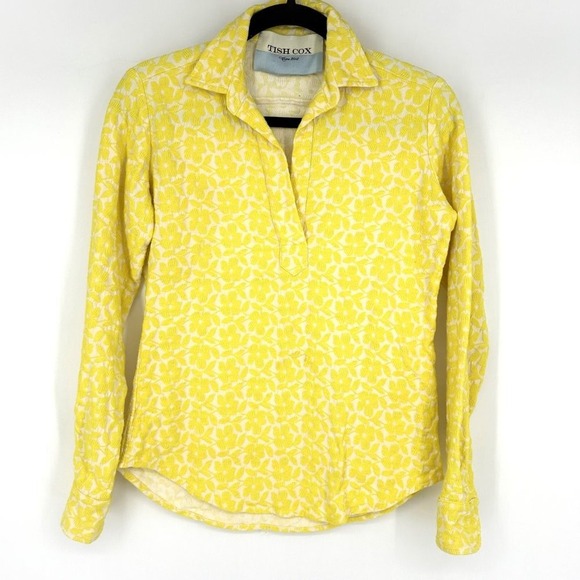 Tish Cox Floral Embroidered Popover Top Yellow White XXS - Picture 10 of 10